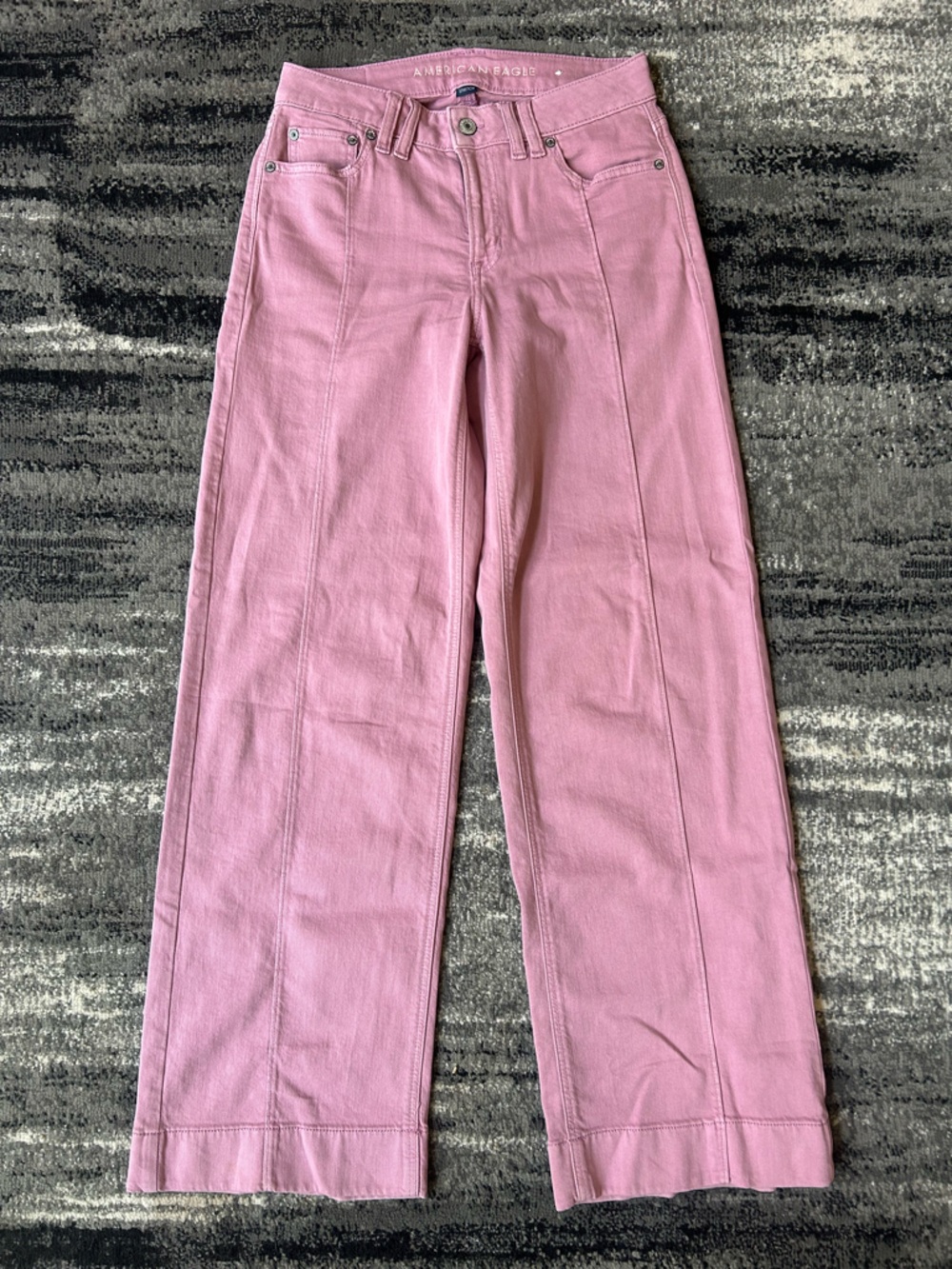 AMERICAN EAGLE Low-Rise Baggy Wide Leg Pink Jeans - Picture 2 of 11